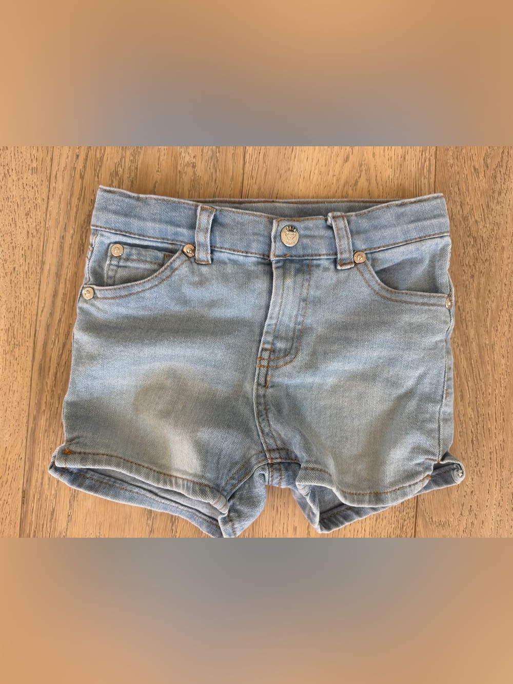 Koala Kids Light Wash Distressed Denim Roll Cuff Shorts Size 5 Cute